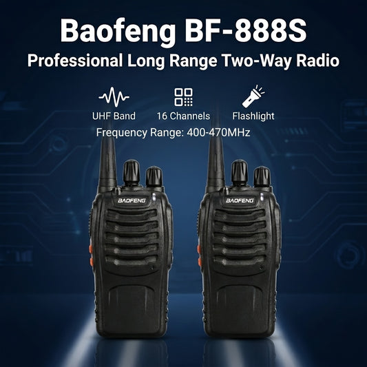 2/4/6/8/10/12pcs Baofeng 16CH UHF Walkie Talkies, 5W Two-Way Radios with USB Rechargeable Battery, 1500mAh, High-Fidelity Sound, LCD Display, for Outdoor Sports And Emergency Communication, Emergency Radios | Sleek Modern Design | Durable Build