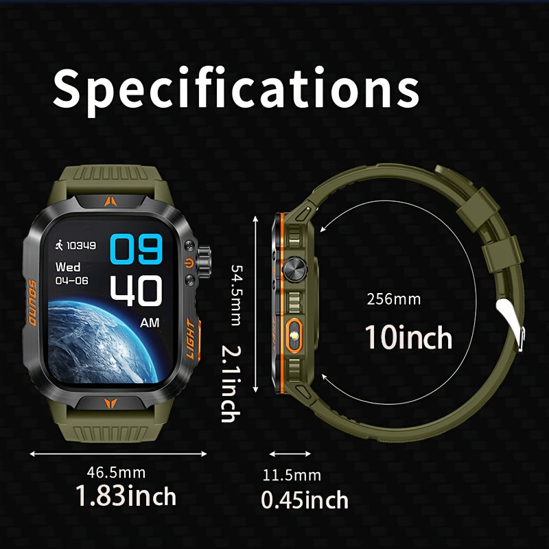 2.01 Inch HD Large Screen Smart Watch Wireless Call Fitness Tracker Calorie Counter Pedometer Deep LED Light Outdoor Compass Compatible with Android/Apple Phones Large Battery Long Standby Couple Men Women Gift Watch
