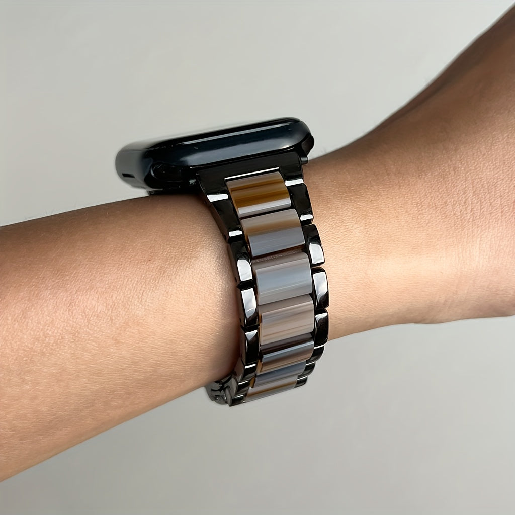 Compatible with for Apple Watch Band 42/44/45/46/49Mm Fashion Women'S Wristband, Stainless Steel Resin Metal Replacement Strap for Iwatch Series 11 10 9 8 7 6 5 4 3 Se/Ultra 3 2 1-Starlight Rainbow Suitable for Work Office Fitness Party
