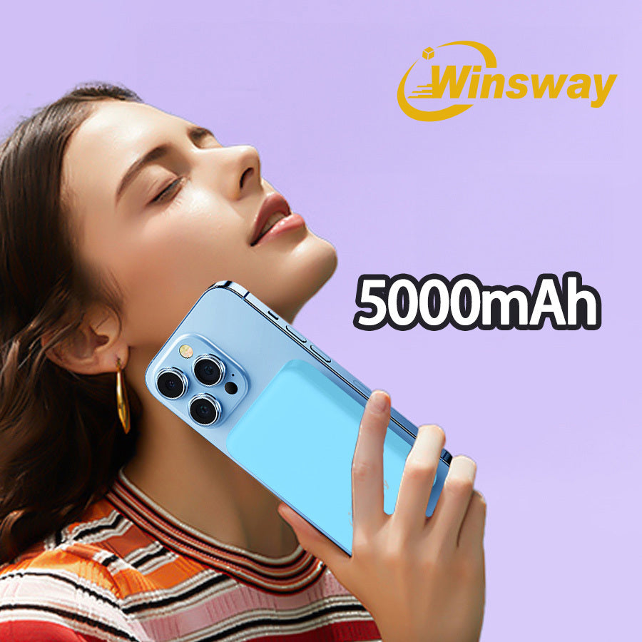 Winsway 5000mAh magnetic mini mobile power bank, supports PD and QC 3.0 fast charging, colorful and versatile, suitable for iPhone 17/16/15/14/13 series