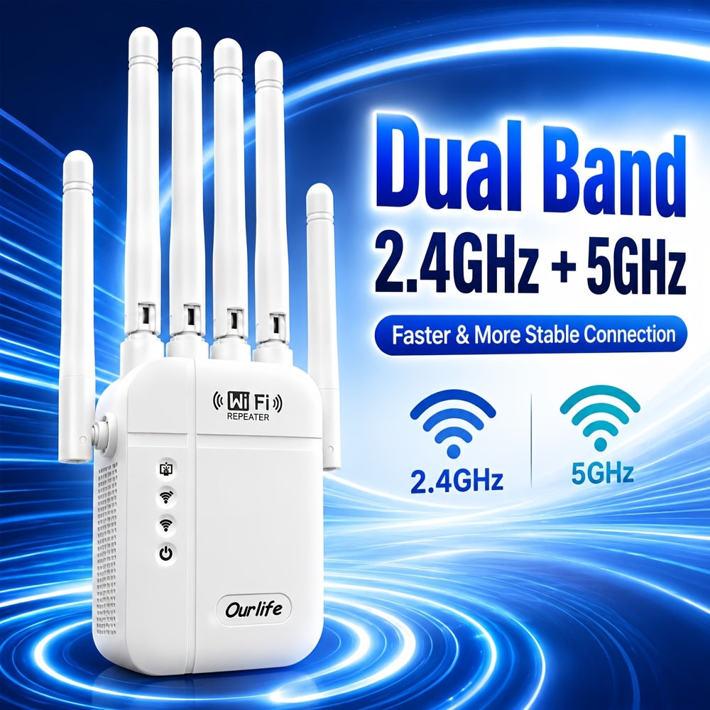 2026 Upgraded WiFi Extender Signal Booster Up To 9000 Sq.ft | Long Range Repeater For Garage, Basement & Yard | 1-Tap Setup, Compatible With Alexa/Ring/Camera | US Warehouse Fast Ship