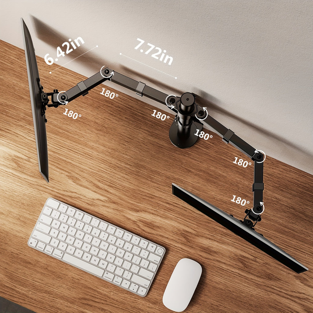 Dreamsmith Black Dual/Single Monitor Stand Holds 4.4 to 19.8Lbs, Full Adjustable Single Monitor Desk Mount Swivel Vesa Bracket with C Clamp, Grommet Mounting Base for 13 to 32 Inch Computer Screens