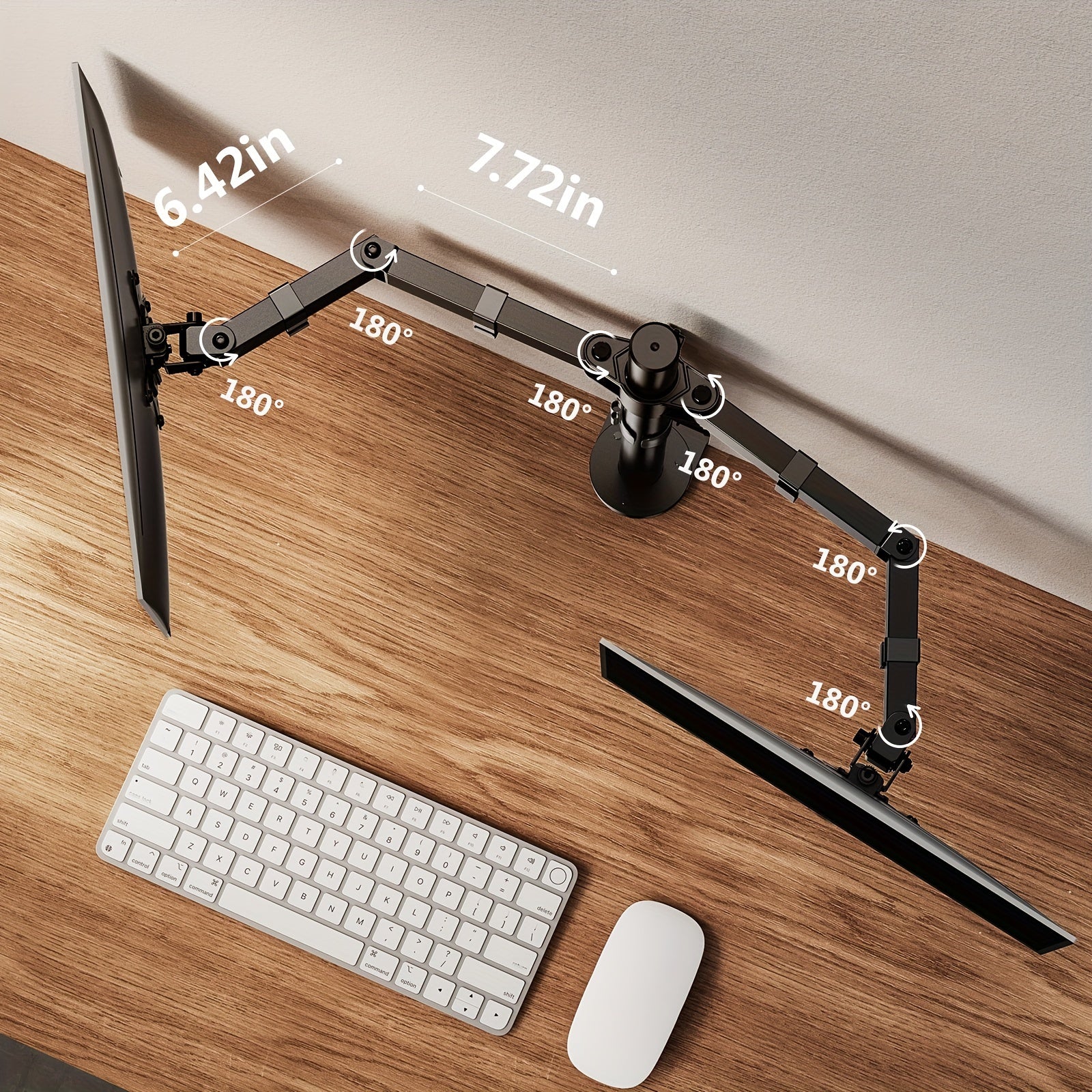 Dreamsmith Black Dual/Single Monitor Stand Holds 4.4 to 19.8Lbs, Full Adjustable Single Monitor Desk Mount Swivel Vesa Bracket with C Clamp, Grommet Mounting Base for 13 to 32 Inch Computer Screens