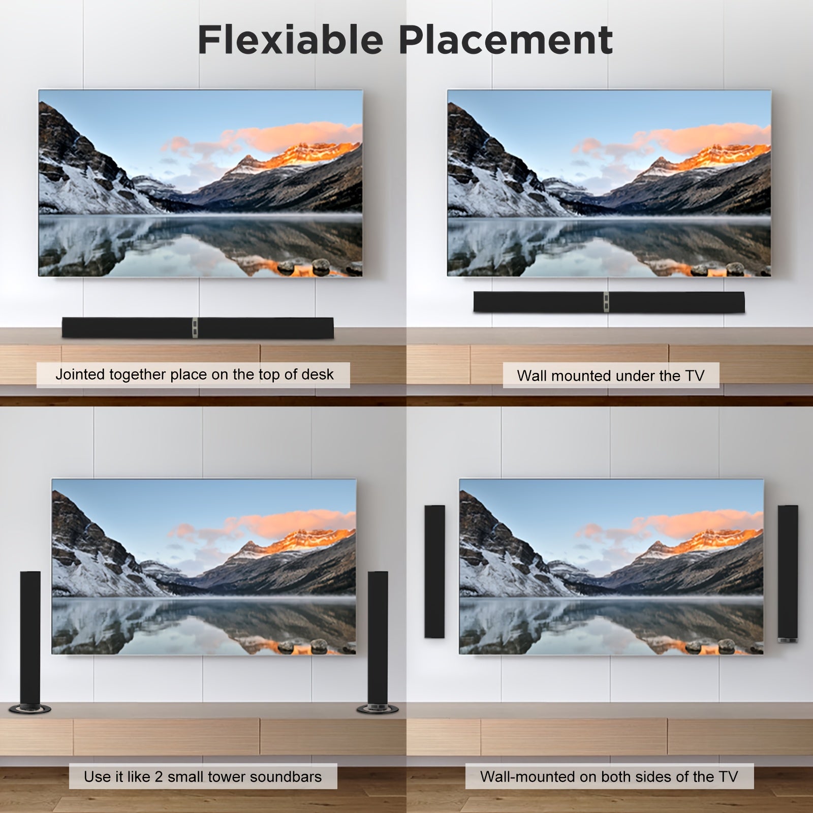 2 IN 1 TV Sound Bar, SoundBar For Smart TV, Wireless Speaker Surround Home Audio, Sound Bars With Subwoofer, ARC/Optical/AUX Connection, With Infrared Remote Control