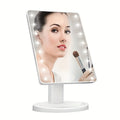 Illuminated Makeup Mirror with 16 LED Lights, 180-Degree Rotatable Design, Touch Screen Brightness Control, USB Dual Power Supply for Bathroom And Beauty Use