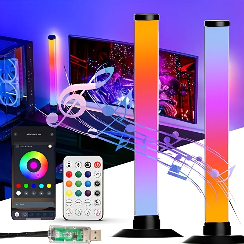 2pcs RGB IC LED Light Strip Set - 16 Million Colors, 8 Dynamic Modes, Music Sync & App Control with /-like Smart Hub-Free Operation, USB- RGB Lights for TV Backlight, Gaming, RGB PC/Laptop/Desktop Decoration