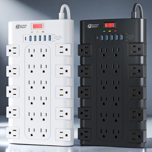 28in 1 Surge Protector Power Strip for Multiple Devices, 5ft Extension Cord with Multiple Outlets, 22 Outlets Heavy Duty Power Strip with 6 USB Ports (1 USB C), Charging Station, Home/Tool Room/Office Desk Accessories