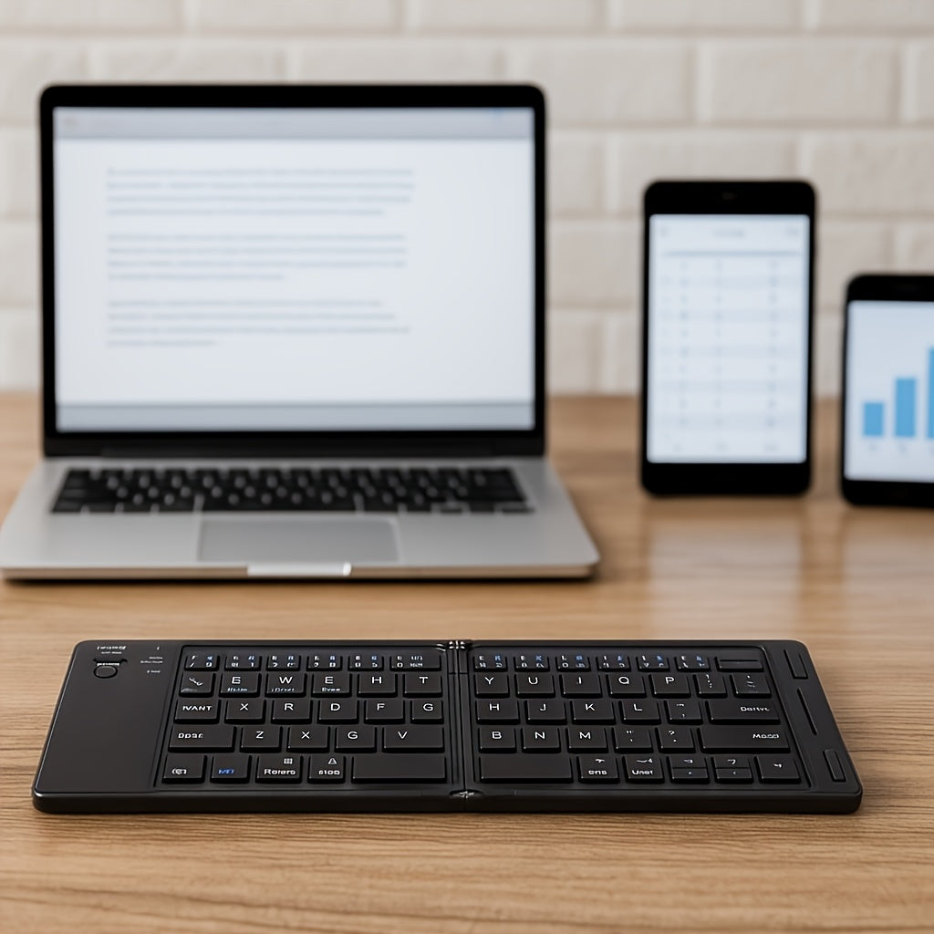 Ultra-thin Wireless Foldable Keyboard, Rechargeable Magnetic 7.3mm Ultra Slim and Compact Keyboard with Media Hotkeys for Computer Desktop PC Laptop Smart TV