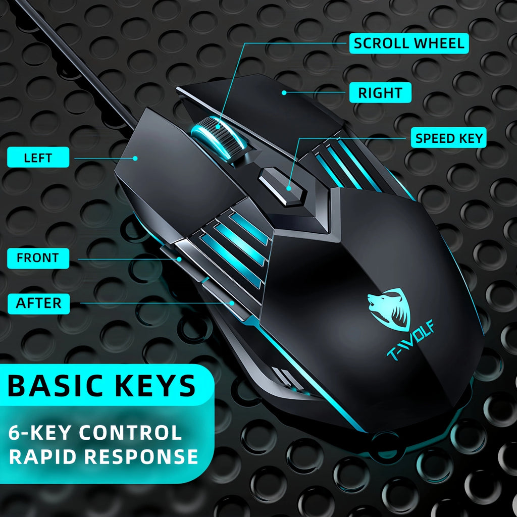 RGB Gaming Wired Mouse Pro-Grade- Ergonomic Design For Casual & Competitive Gamers, Turbo Click & Programmable Buttons, Multi-Mode Sensitivity Control, Dynamic RGB Lighting | Lightweight With Forward/Back Shortcuts - USB Plug & Play | Multiple Model