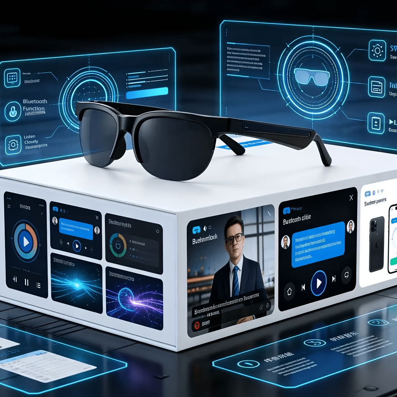 2026 New AI Smart Glasses with Multifunctional Black Technology Conference Simultaneous Real-Time Translator for Calling, Listening to Music, Wireless Wireless Earphones, Photosensitive Color Changing Glasses, Father'S Day, Easter, Birthday Gifts