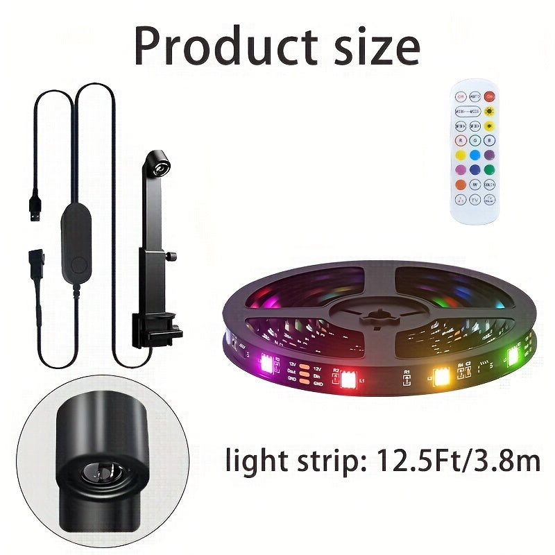 [Christmas Decorations] 2026 New RGB TV Backlights - 3.8M Smart LED Strip Lights Adjustable Brightness & Color for 35-80 Inch TVs, USB Lighting for Movies, Gaming Setups, Vibrant Light Effects, Remote-Controlled Lighting, Home Theater Enthusiasts, Christm
