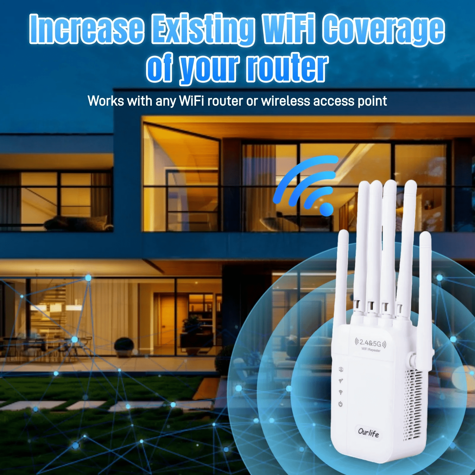 2026 Latest Model Black Ultra-High-Speed Internet, 4 Modes Application Connection, 6 Antenna-Powerful, 6 Gain Antenna, US Standard Plug, More Powerful, Wider Coverage, Extensive Compatibility, Connect Up to 105 Devices Network Coverage Up to