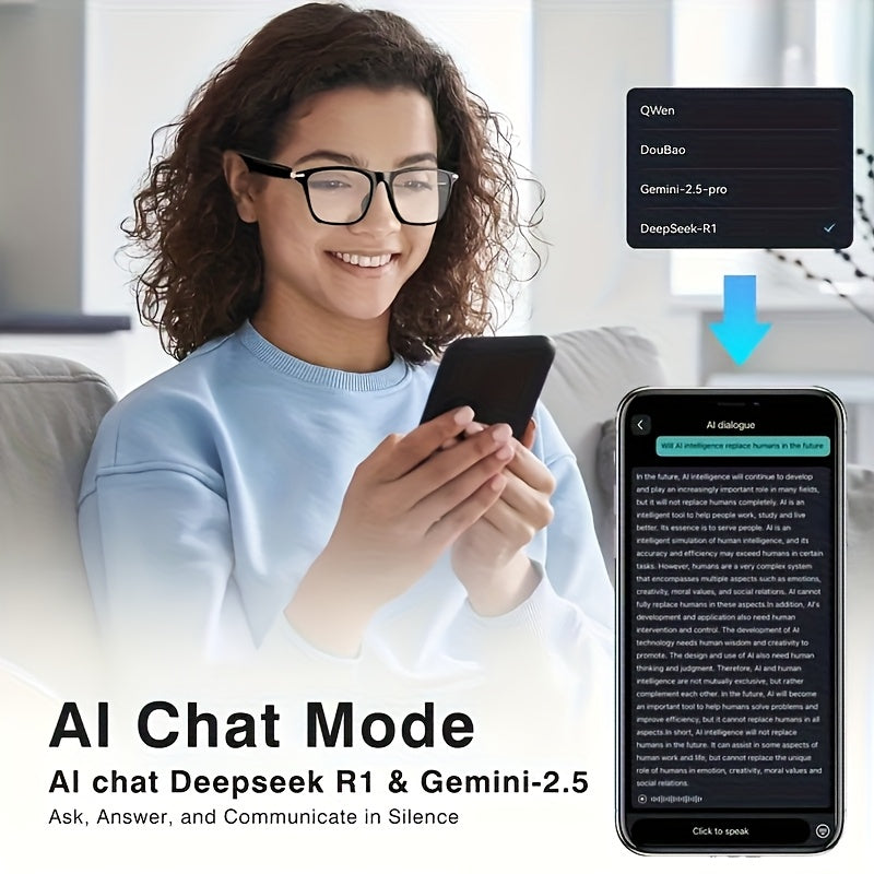 AI Smart Glasses, Supporting Real-time Translation in 160 Languages, Equipped with a GPT Chat System, Unisex Multifunctional Audio Glasses with Built-in Microphone and Speaker, Featuring Music Playback and Hands-free Calling During Calls