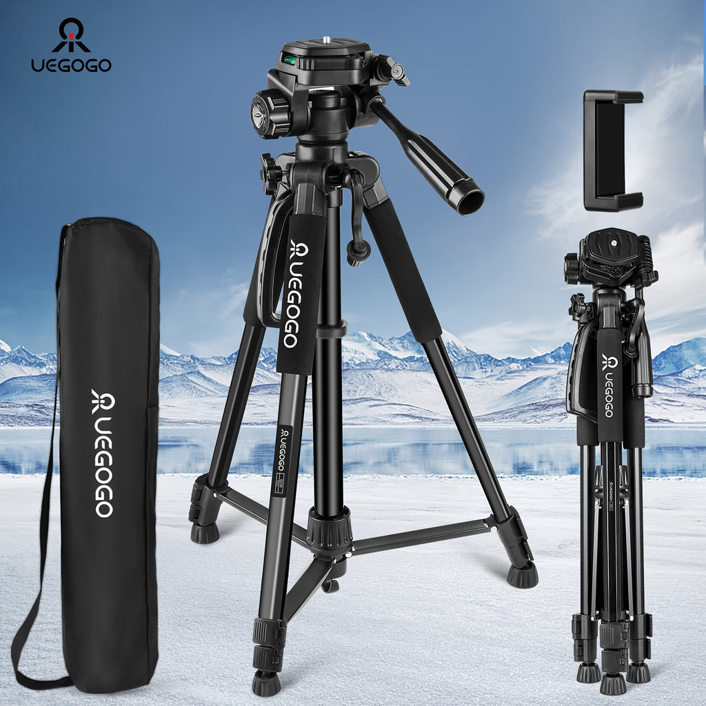 UEGOGO 5ft Heavy-Duty Tripod for DSLR, Mirrorless Cameras & Phones - Professional Video Stand with Storage Bag & Phone Holder