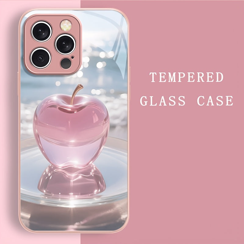 Phone Case - Phone Case: Metallic Paint Tempered Glass Phone Case New Pink Series Compatible with Iphone 17/17 Pro Max/17 Air/17 Pro/16E/16 Pro Max/16 Pro/16 Plus/16/15 Pro Max/15 Pro/15 Plus/15/14 Pro Max/14 Pro/14 Plus/14/13 Pro Max/13 Pro/13/12 P