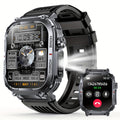 Smartwatch with 2.02" TFT Screen (Answer/Make Calls), Smart Watches for Men, Fitness Watch with Water-Proofing, LED Flashlight, Sleep Monitor, Pedometer, Activity Trackers for Ios/Android - Gifts for Fathers, Boyfriends, Husband