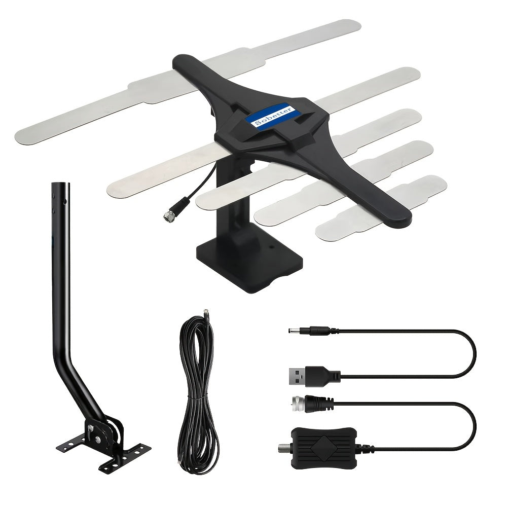 2026 TV Antenna for Tv Antenna Indoor/Outdoor Up to 150+ Miles Range, for Local Channel with J Mount Included for Attic or Outdoor(Black)