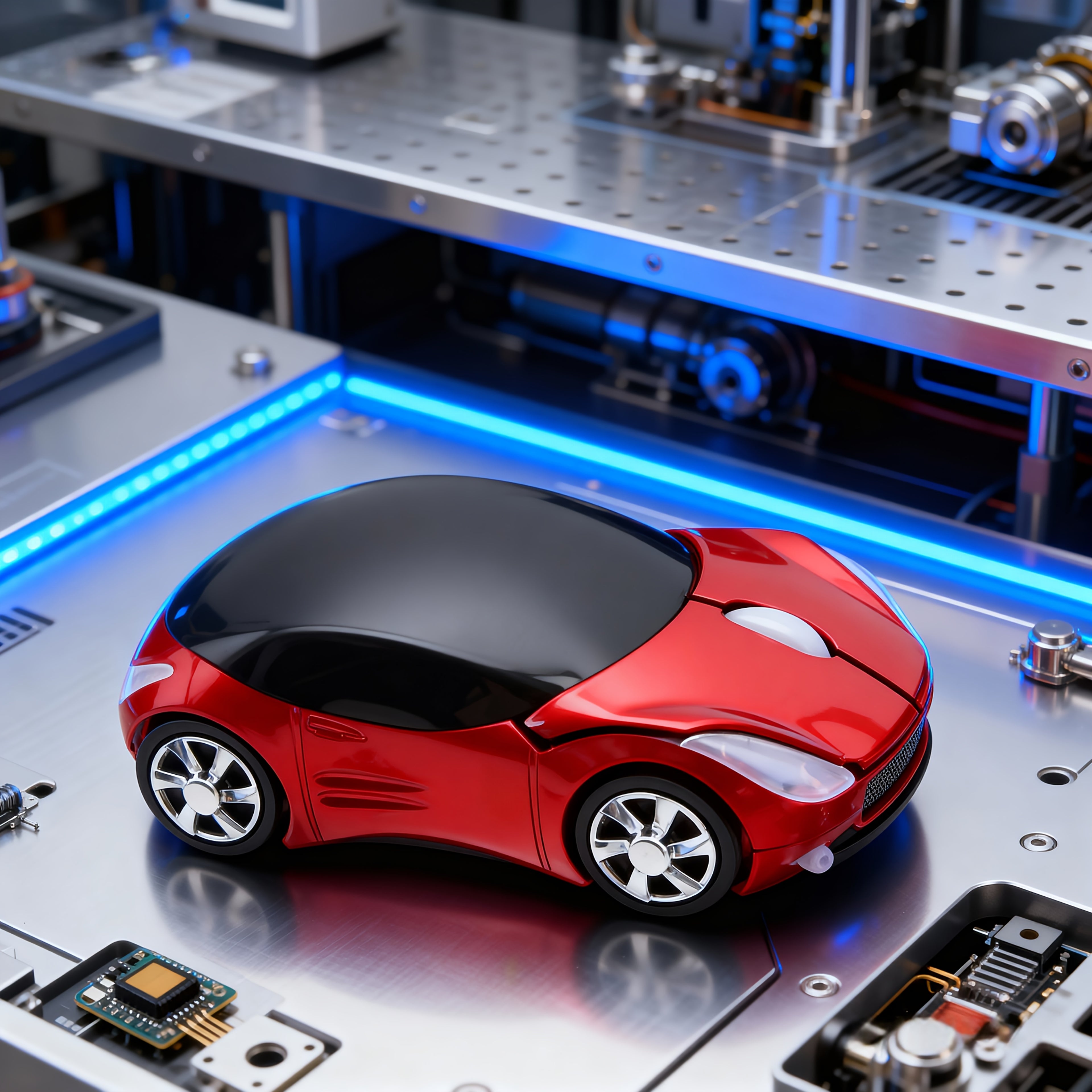 Silvery/Black/Red Creative Car-Shaped Mouse - Business, Home, Gaming, Notebook, Desktop Computer Universal - Holiday Gift, Couple's Gift