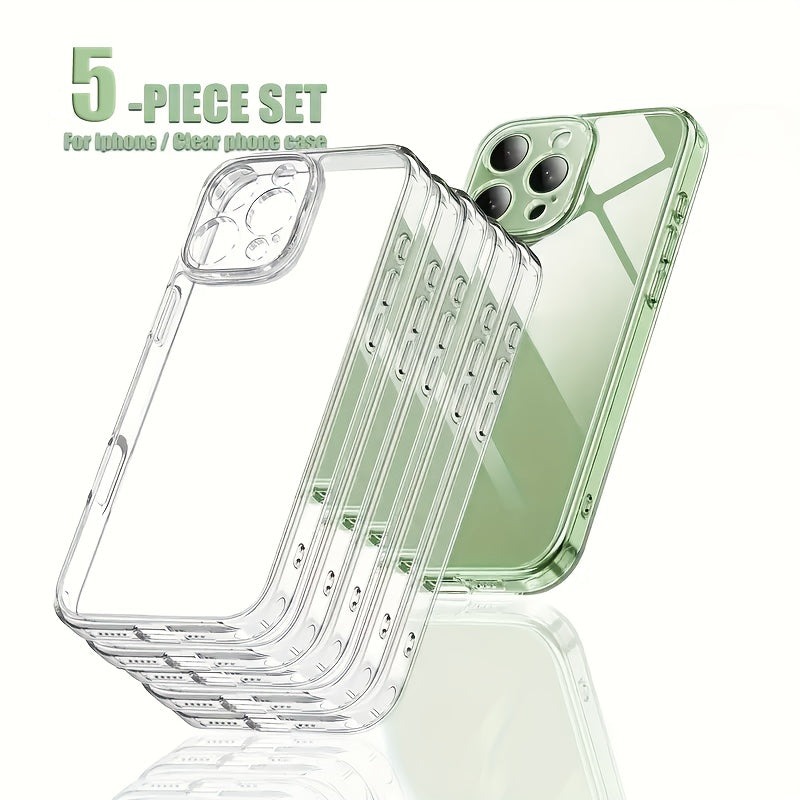 Phone Case: 5pcs Transparent Shockproof And Anti-drop Phone Case for Men And Women, Suitable for iPhone 16 Pro Max/X/Xs/Xs Max, 11/12/13/14/15 Pro Max, And Plus Models. The Perfect Gift for Men, Women, Children, And Seniors.