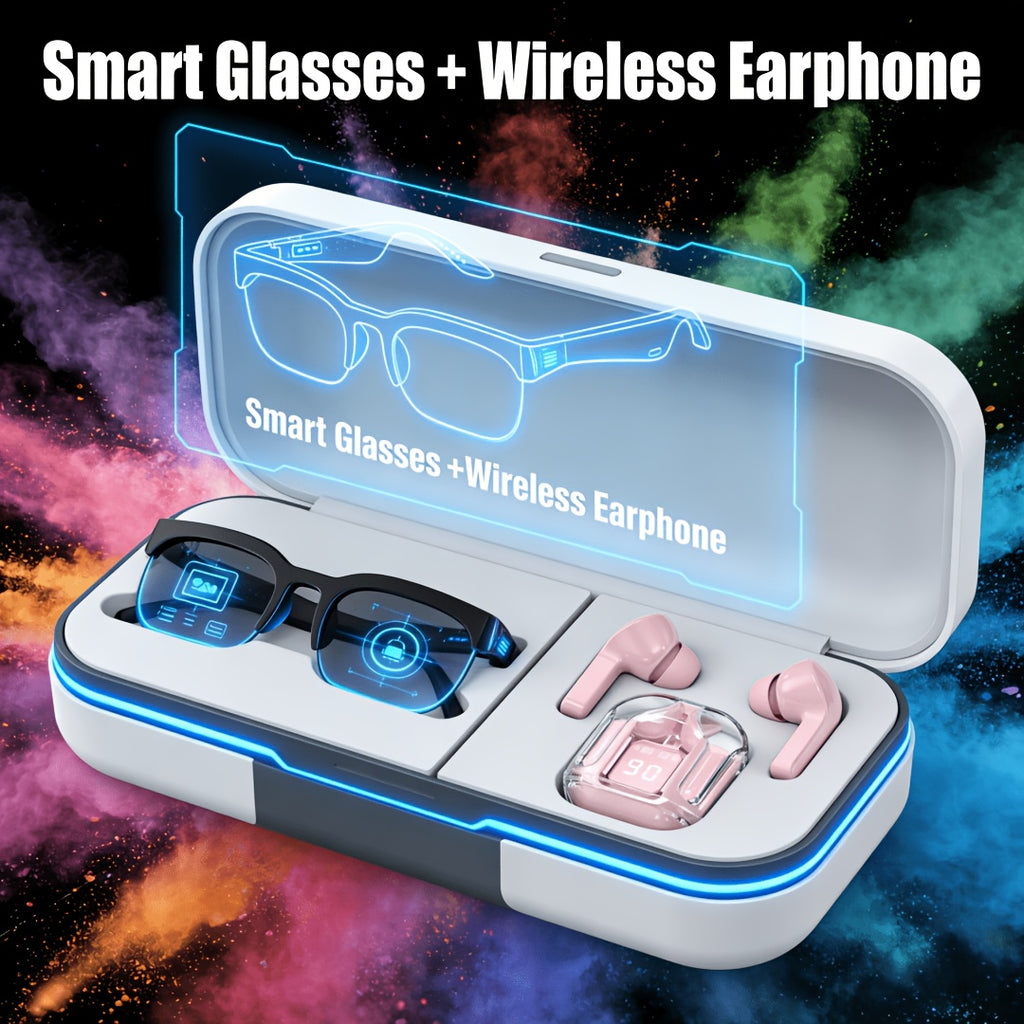 [Smart Wireless Glasses] 2026 New AI Real-Time Translation Multifunctional Smart Wireless Glasses And Trendy Headphone Set - Built-In Microphone And Speakers, HIFI Music Quality, Music Playback And Hands-Free Calling, High-Definition Voice Calling