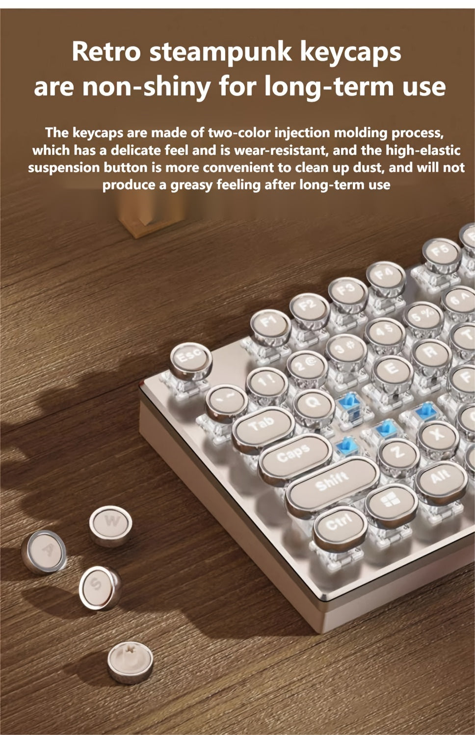 Steampunk Real Mechanical Keyboard Old-Fashioned Typewriter Blue Switch Desktop Computer Gaming Esports Office Laptop Universal Windows USB Wired