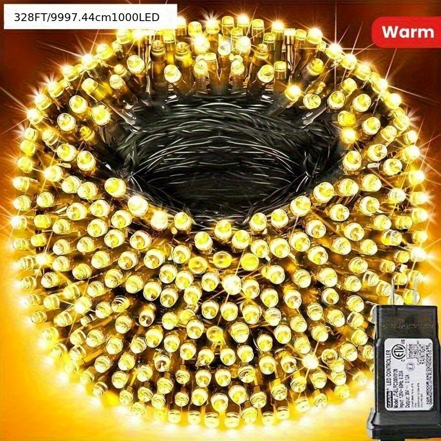 1000 LED 328Ft String Lights - Warm White Twinkle Fairy Lights with 8 Modes, Gypsophila Light String Perfect for Garden, Patio, And Party Lighting Decorations