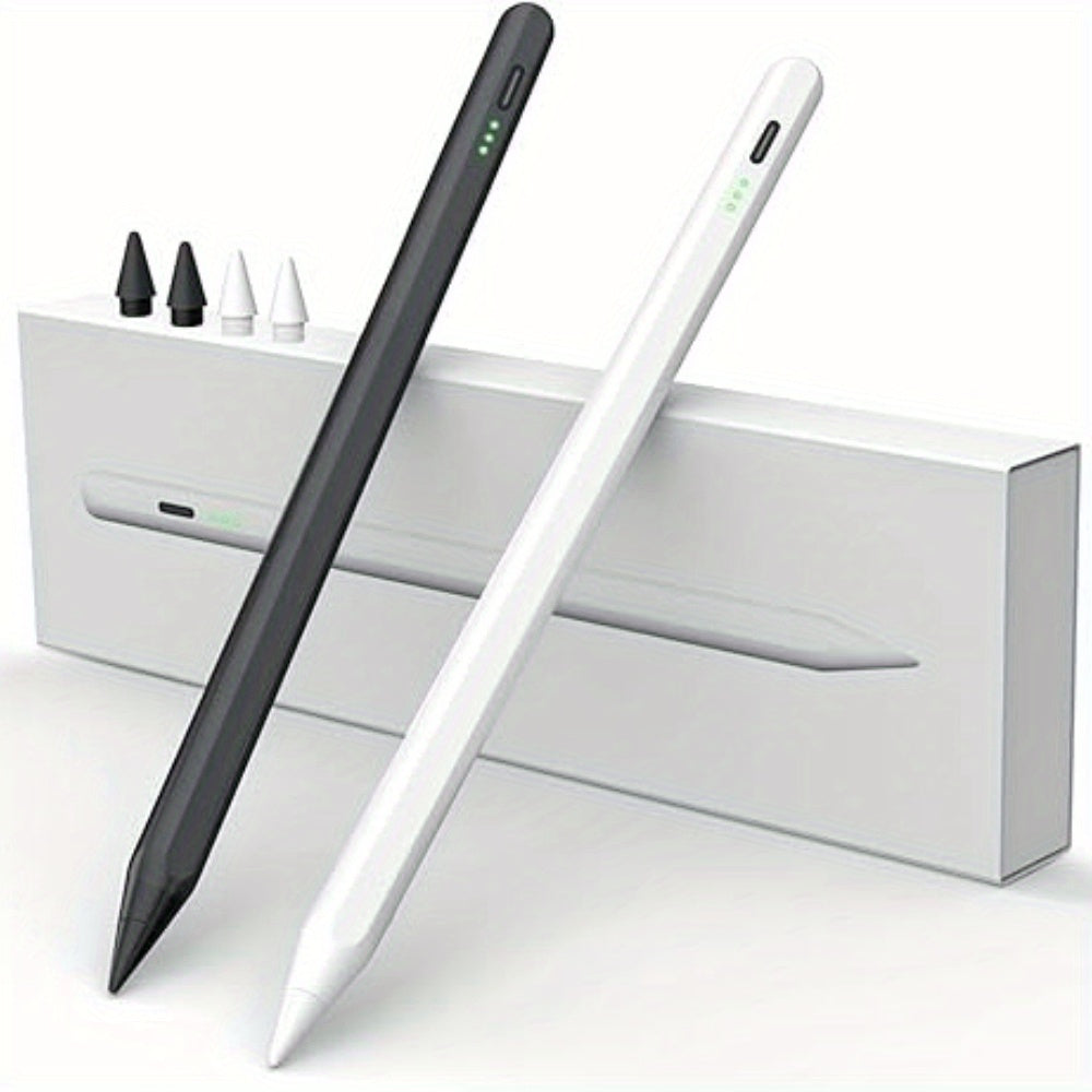 Stylus Pen for Ipad And Android Tablets (With Palm Rejection And Tilt Sensor) - USB-C Input, Apple Pencil Compatible with for Ipad 6/7/8/9/10, Pro 12.9/11"/M4, Air 3/4/5/6, Mini 5/6 (White/Black), Works with Android Tablets