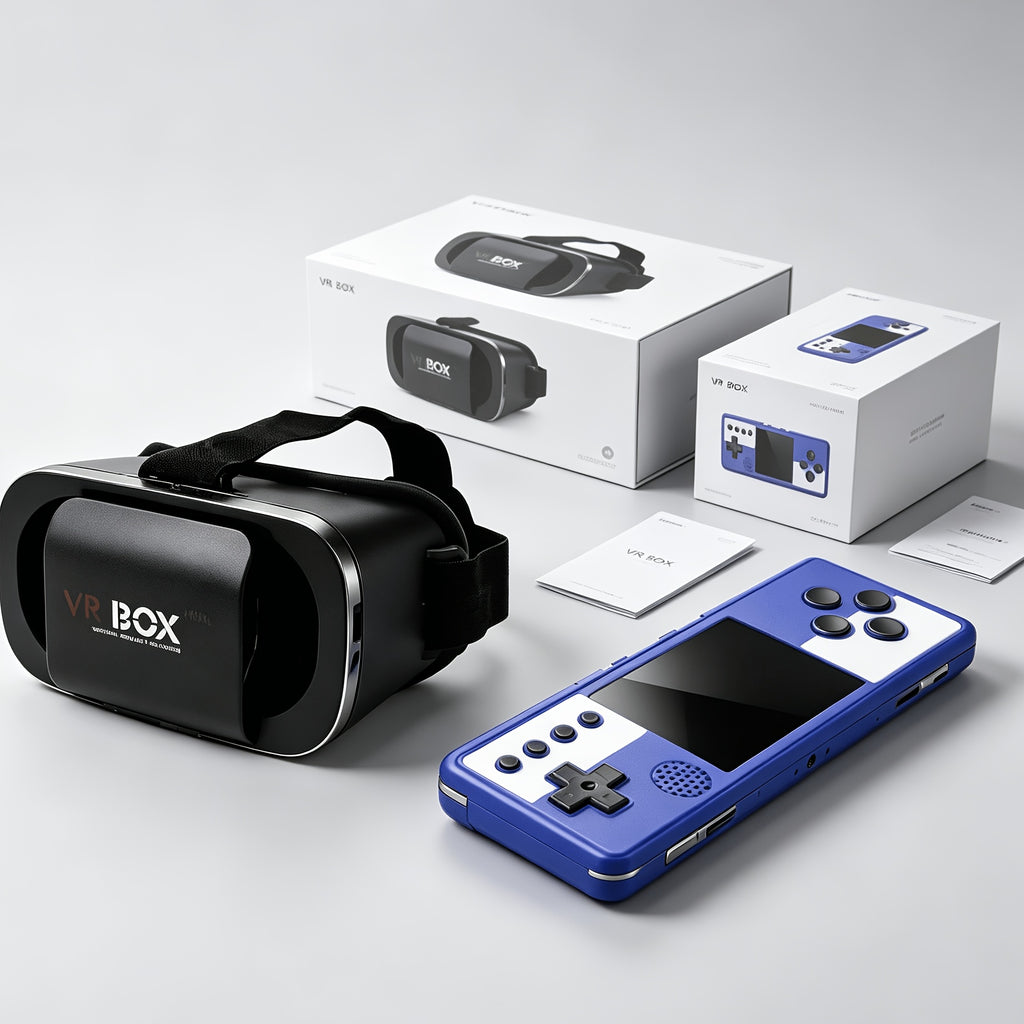 2026 New Mini 3DVR Glasses And Handheld Game Console Set, HD Virtual Reality Glasses with Retro Handheld Game Console, Small Head Size Friendly, Immersive Viewing, Portable Design, Play Games Anytime, Retro Nostalgic Game Console
