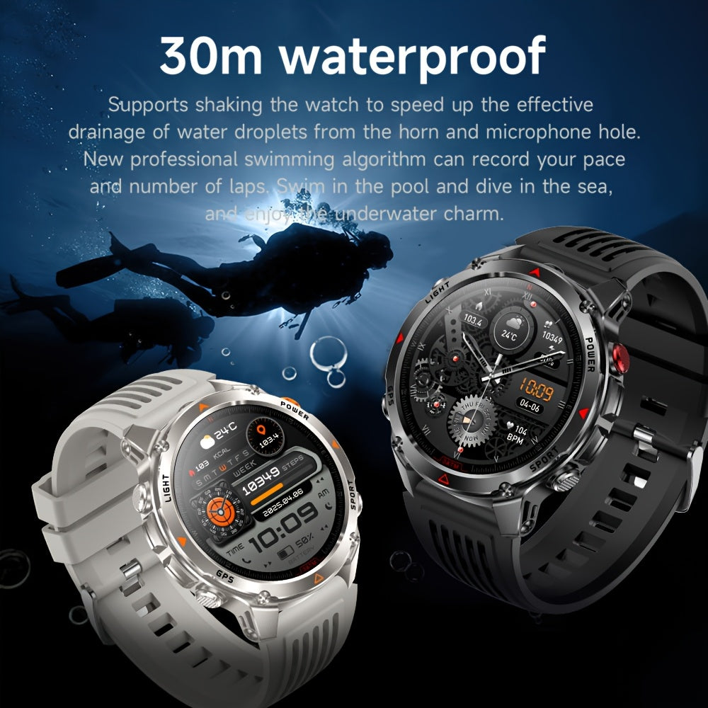 Men's Smartwatch, Outdoor Adventure Smart Bracelet with GPS Precision Positioning, IPX8 3ATM High Quality, Multi-Sport Tracking, Wireless Connectivity and Message Notifications for Android and iPhone Devices, 1.46-inch IPS Display, Christmas Gift