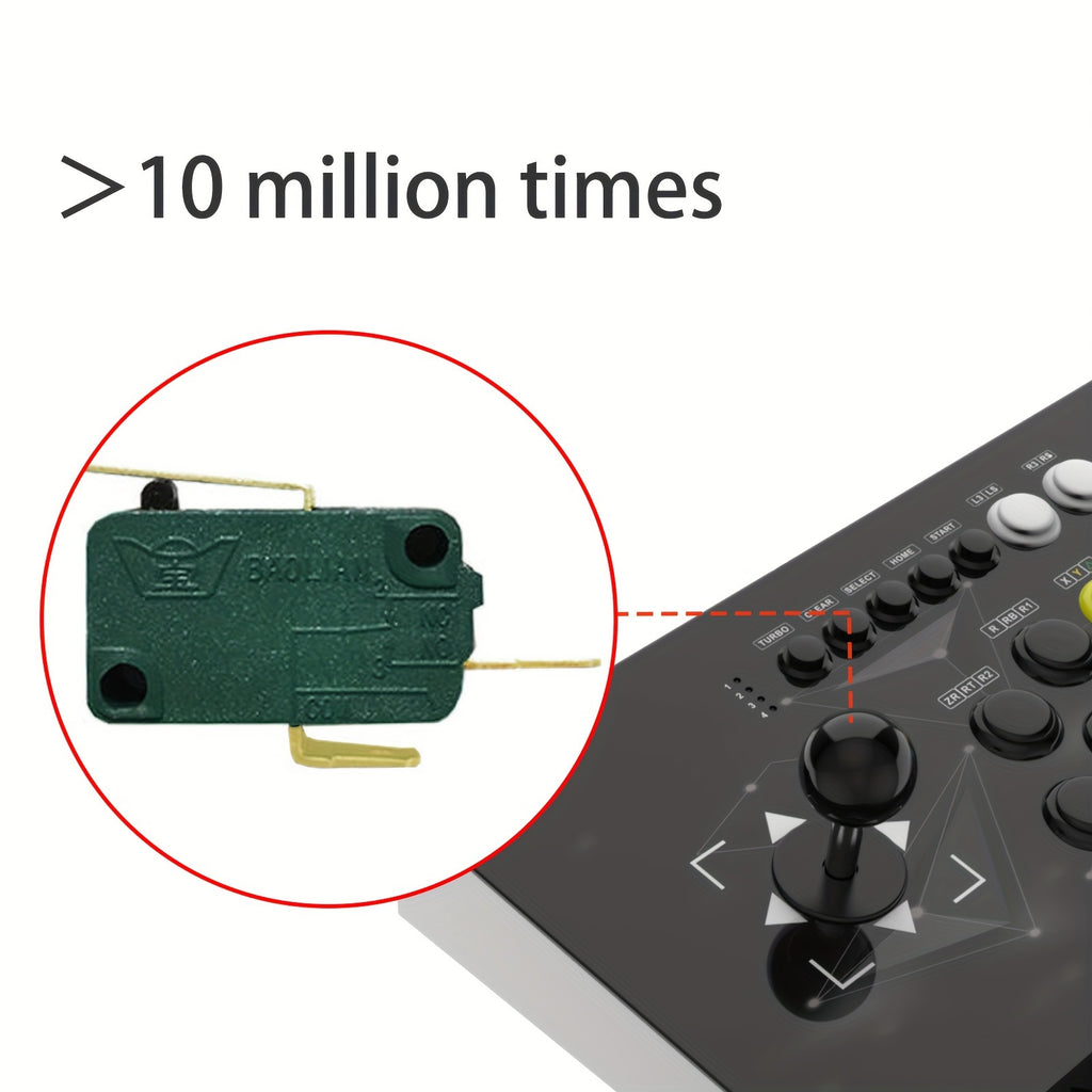 DOYO Arcade Stick KT511 supports SWITCH/PS3/PC/Android platform; supports Turbo acceleration; metal case, ergonomic design; the stick adopts a small 8-way square gear design, turning 45 degrees has a sense of direction, effectively improving the accuracy