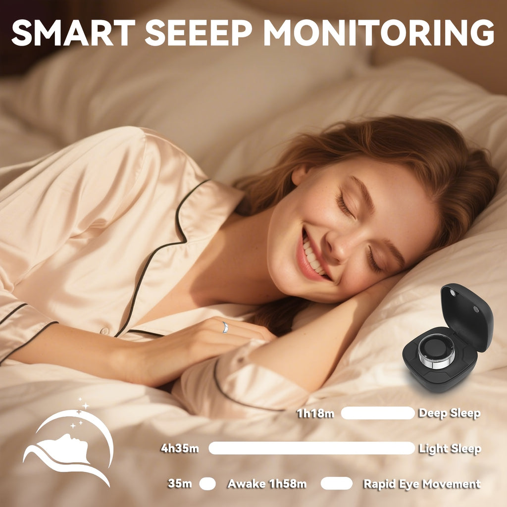 [Holiday Gifts] Smart Ring Health Tracker With Charging Compartment, Step Count Calorie Sleep Monitoring, Suitable For iPhone And Android Devices, Holiday Gifts For Family/Friends/Colleagues, Long Battery Life, Pedometer, Calorie Monitor, Modern Minimalis