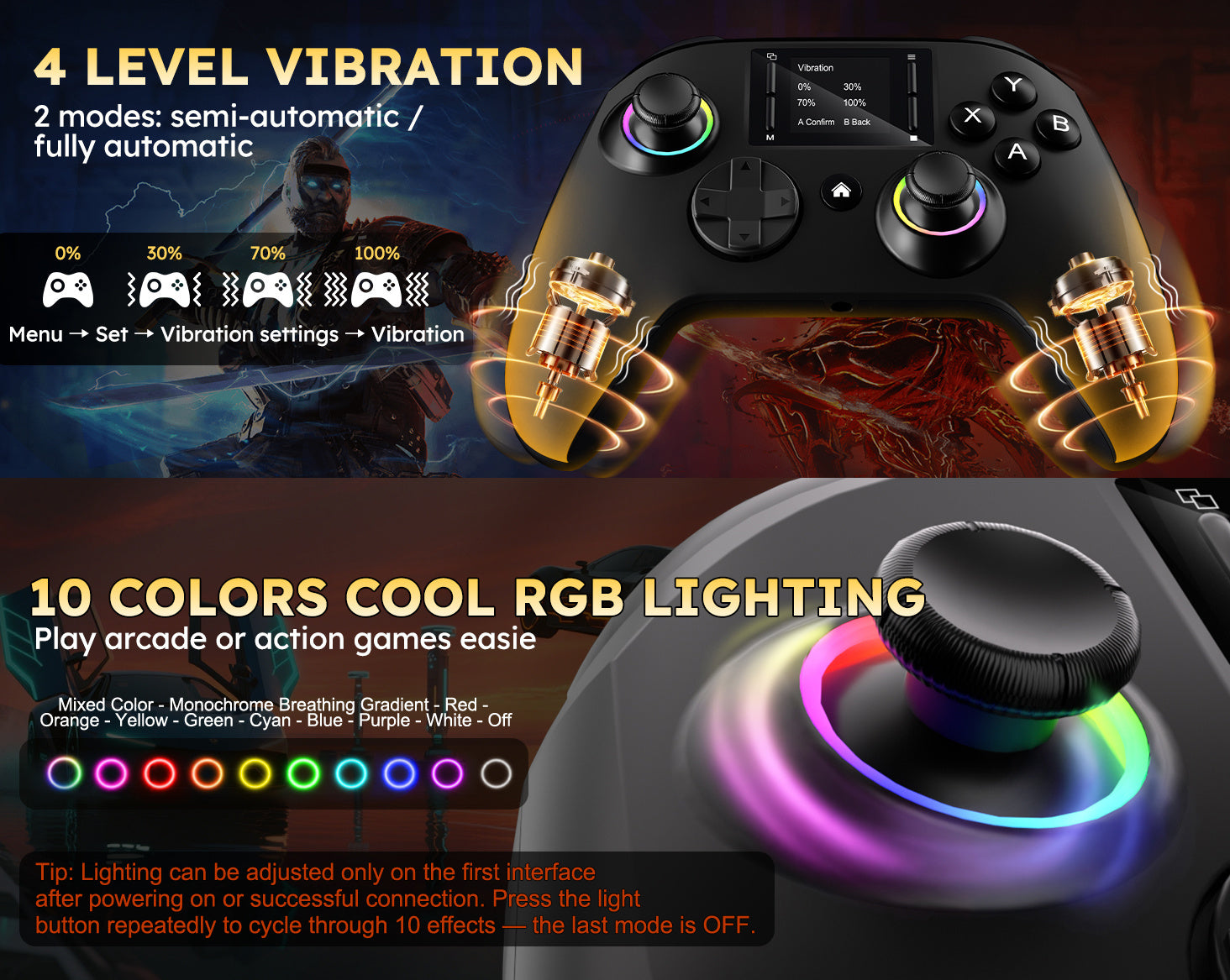 Interactive Wireless Gaming Controller with Touchscreen Compatible with Pc/Ps4/Switch/Android/Ios Devices Features 4 Programmable Buttons with Rapid-Fire Functionality Equipped with a Six-Axis Gyroscope And Dual Vibration Feedback, RGB Lighting