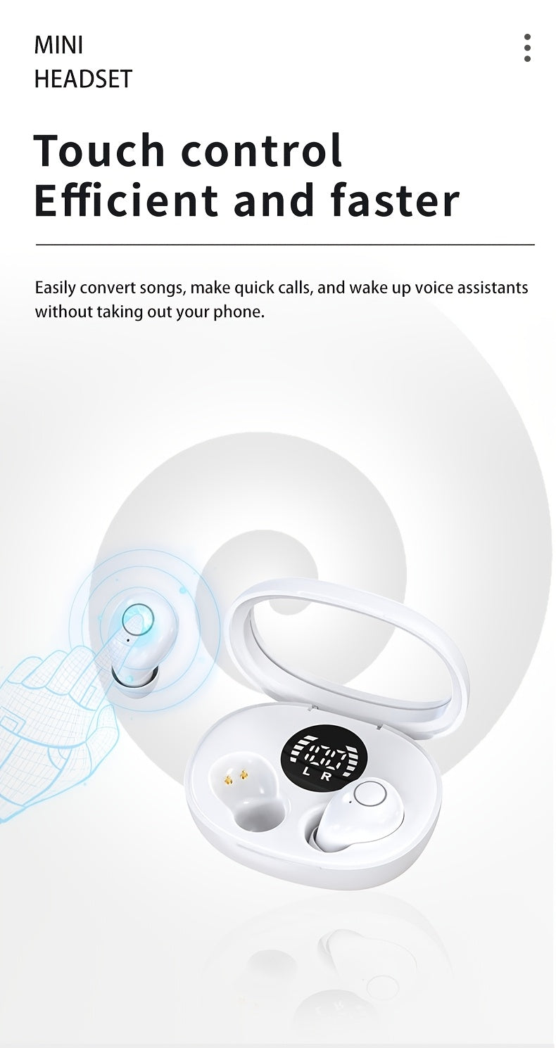 MSHUKCOE Ultra Compact Mini Wireless In Ear Wireless Earphones 5.4- True Wireless, Noise Cancelling, High Fidelity Sound Quality, All Day Invisible Design, Touch Control, USB-C Charging, Choice For Running And Sleeping, Compatible With All Phones