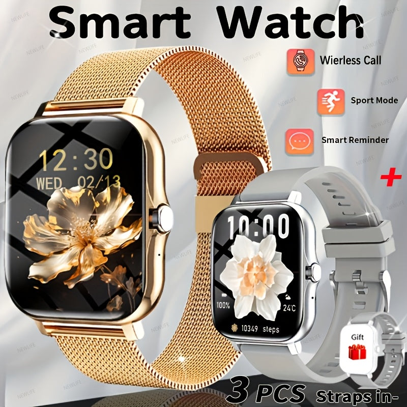 New 1.83-inch Large Dial Full Touch Screen Men's And Women's Smartwatch, with Wireless Calling And Message Reminders, Is A Beautiful Gift for Family And Friends, USB Rechargeable, Weather Notification, Sports Tracker, Pedometer, Multiple Sports Modes