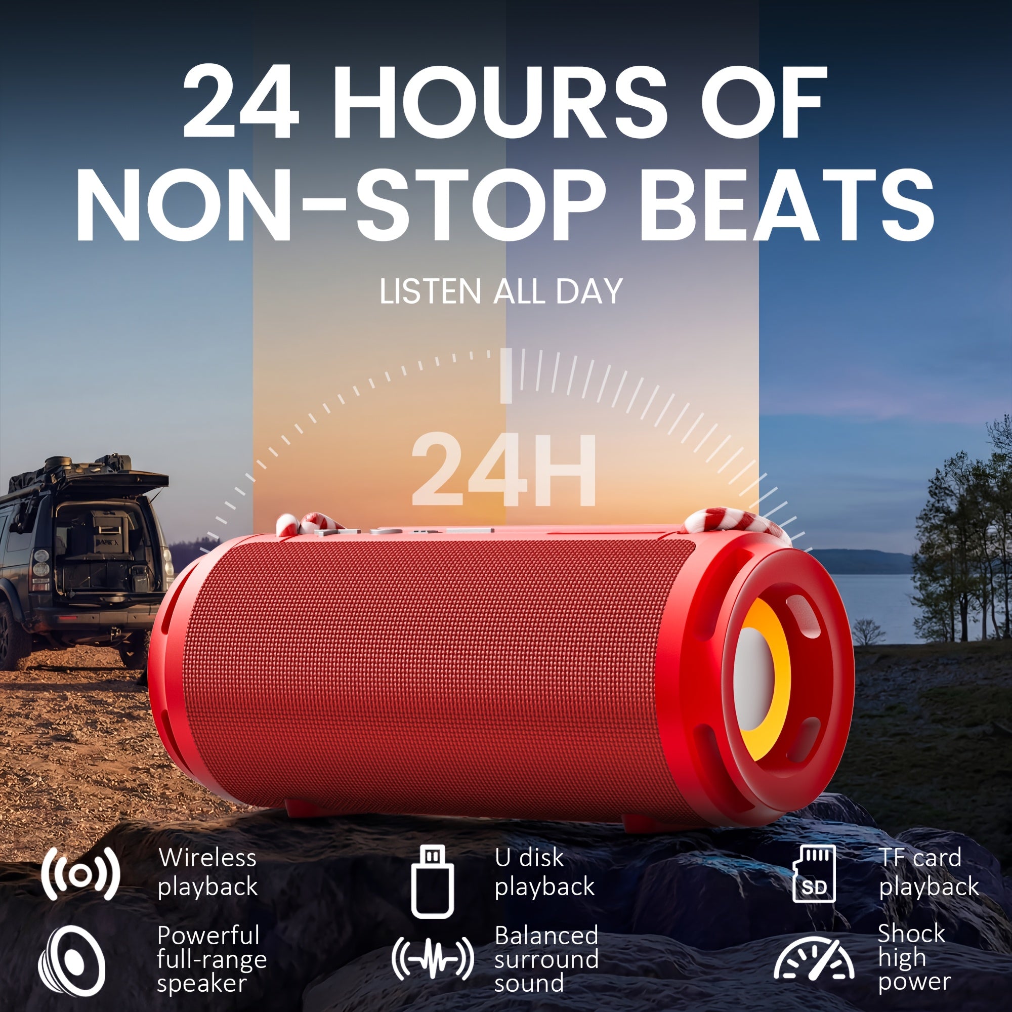 Wireless Speaker High Quality Portable Audio with RGB HD Sound Durable Design Built In Carry Strap And Rechargeable Battery for Sports/Home/Party/Valentine's Day/Anniversary/Gifts/Travel