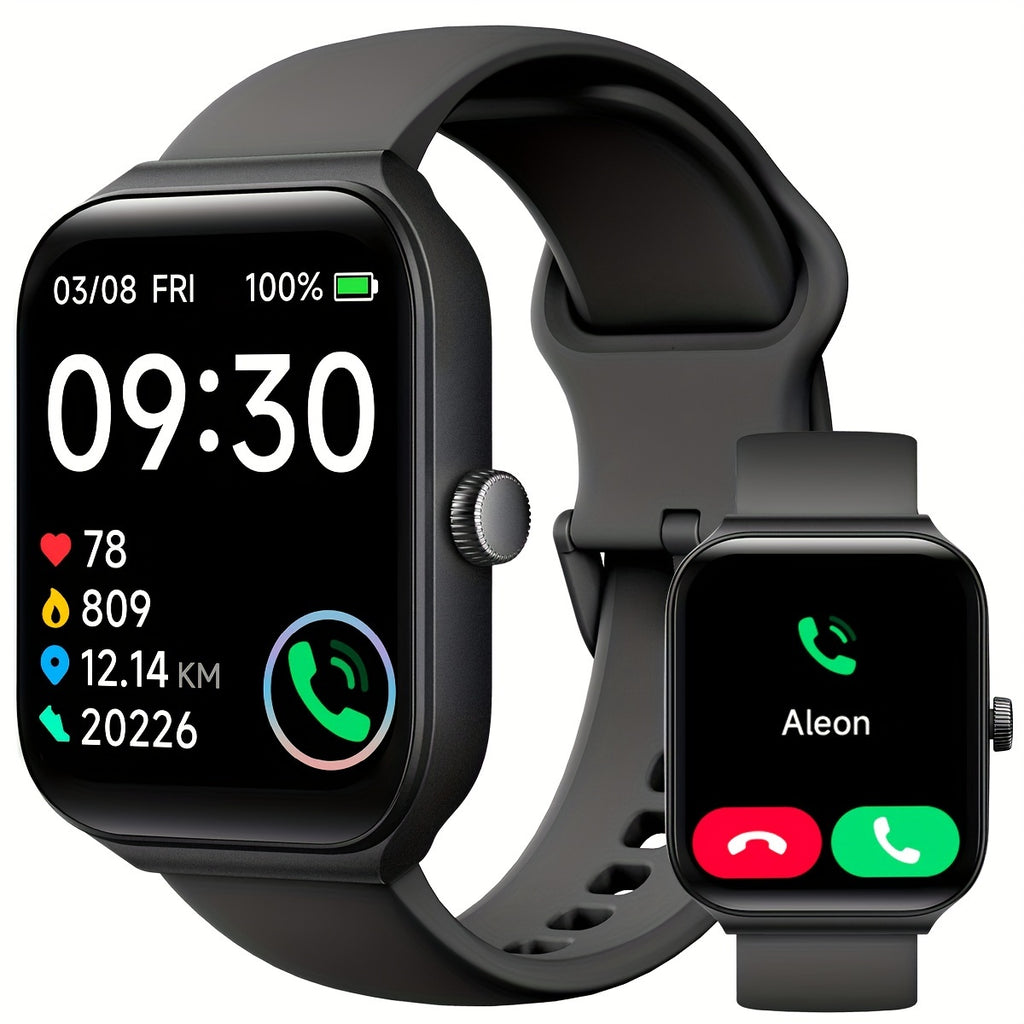 Smartwatch - 1.95" Display, Call Answering, 100+ Sport Modes, Step Counter, Sleep Tracker, Wireless Connectivity, Compatible with Android & iPhone, USB Rechargeable, with Built-In Alexa - Ideal Gift, Health Monitoring Wristband, Casual Style Watch