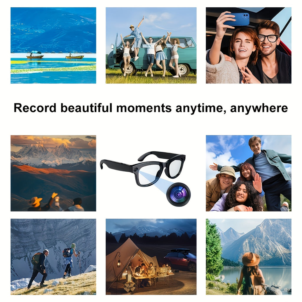 Smart Camera Glasses with 8MP Ultra-Wide Camera HD 1080P, Blue Light Blocking, AI Voice Control, 4H Playtime, Wi-Fi/Bluetooth 5.4 for HD Video & Immersive Audio