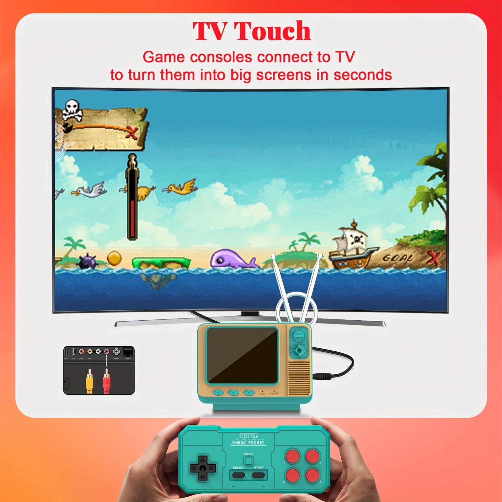 Retro Game Console, 3.0 Inch Portable TV Gaming System, 2 Player Mode, Best Gift for Family And Friends (AV Output Supported)