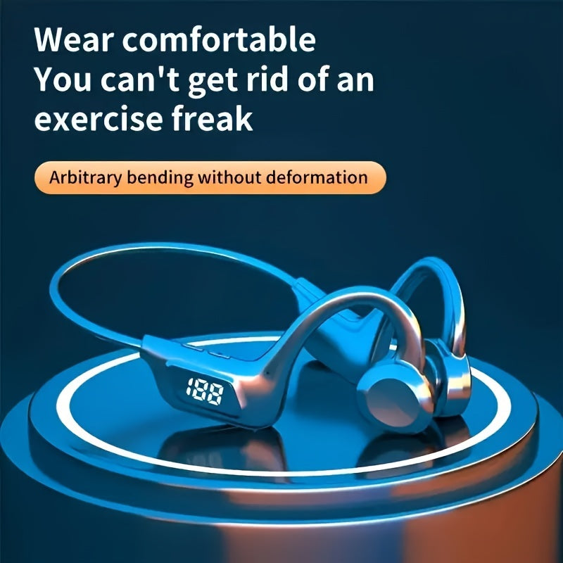 Menzluio Open Sports Headphones with Microphone, Sports Headphones with A Long Battery Life Of 15 Hours True Wireless Headphones, Suitable for Running, Exercising, Cycling