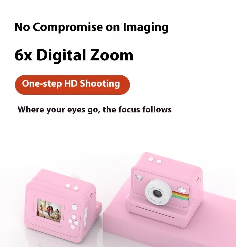 Portable Instant Photo Digital Camera, 1-Second Instant Photo Printing, Video Selfie Camera, 1080P HD Screen, Supports Photo Printing, Photography, USB Cable, Lanyard, Three Rolls of Print Paper, Holiday Birthday Gift, Portable Travel Printing