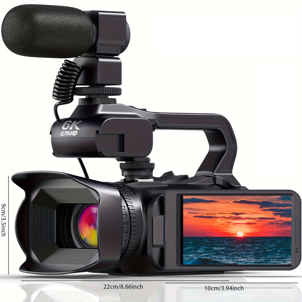 DINGETU 6K 64MP Video Camera Camcorder, 18X Digital Zoom IR Night Vision Vlogging,4.0" Touch Screen Digital Camera with WiFi, Microphone, 64G SD Card, Remote Control, Cameras for Photography, Cameras