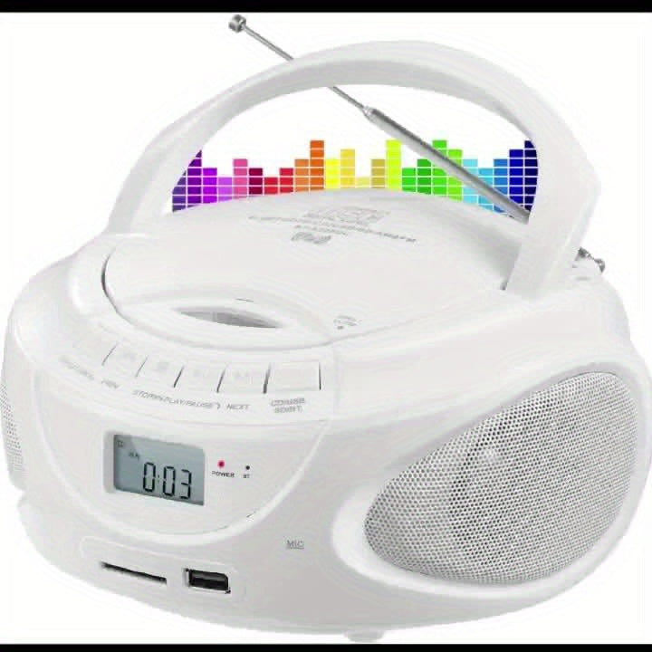 M-AMAZUP Portable CD Player Boombox with Dual Stereo Speakers, AM/FM Radio, Stereo Earphone Jack, Aux Input, USB, TF Card Player, Wireless Speaker, Multi-Functional MP3 Player, A-B Repeat, Plug & Play, 120V, M-AMAZUP