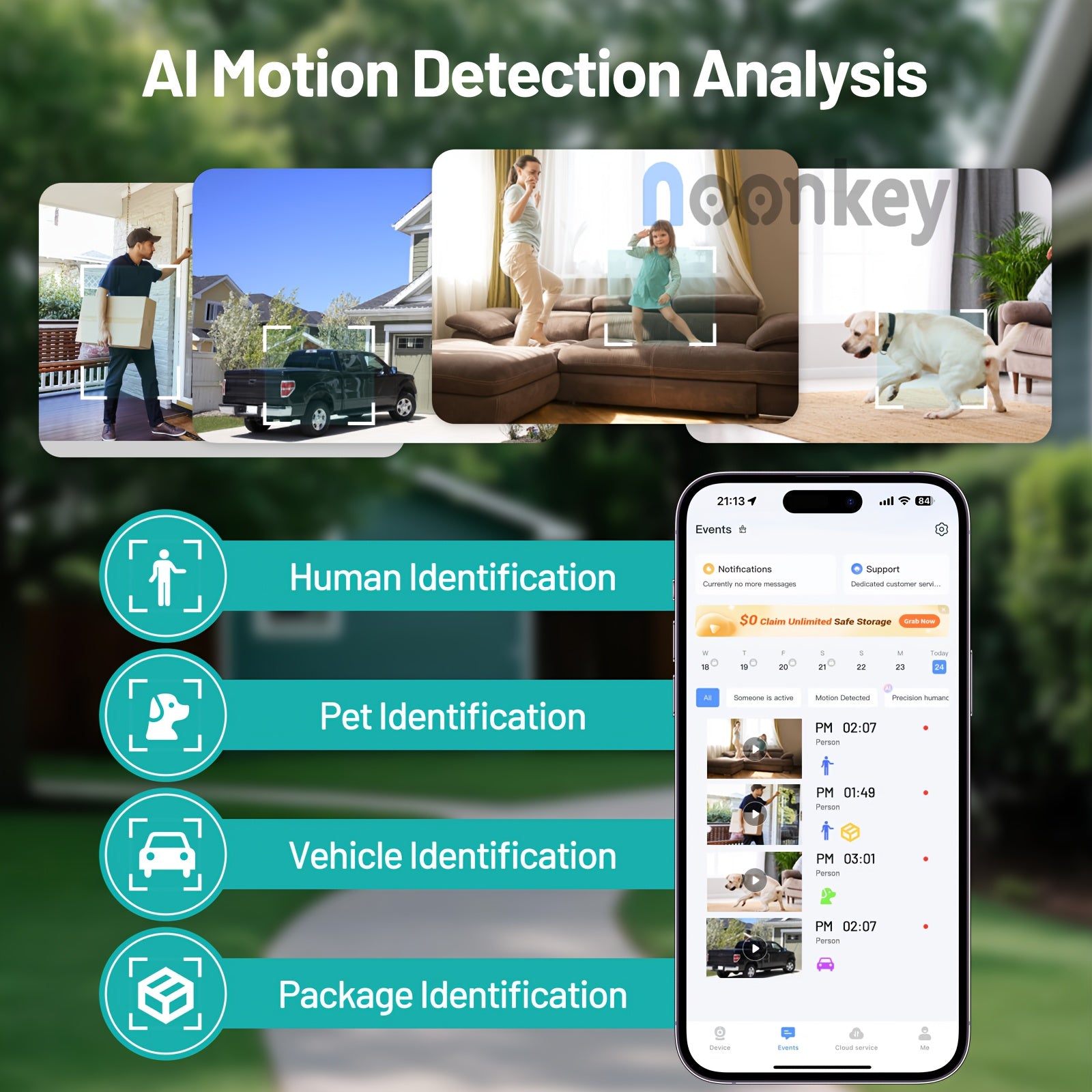 [For Home Security] 2K Wireless Window Camera, 5GHz&2.4GHz WiFi Indoor Cameras for Home Security W/ Al Color Night Vision, Person, Pet, Vehicle & Motion Detection, 24/7 Recording, Easy & Quick Install