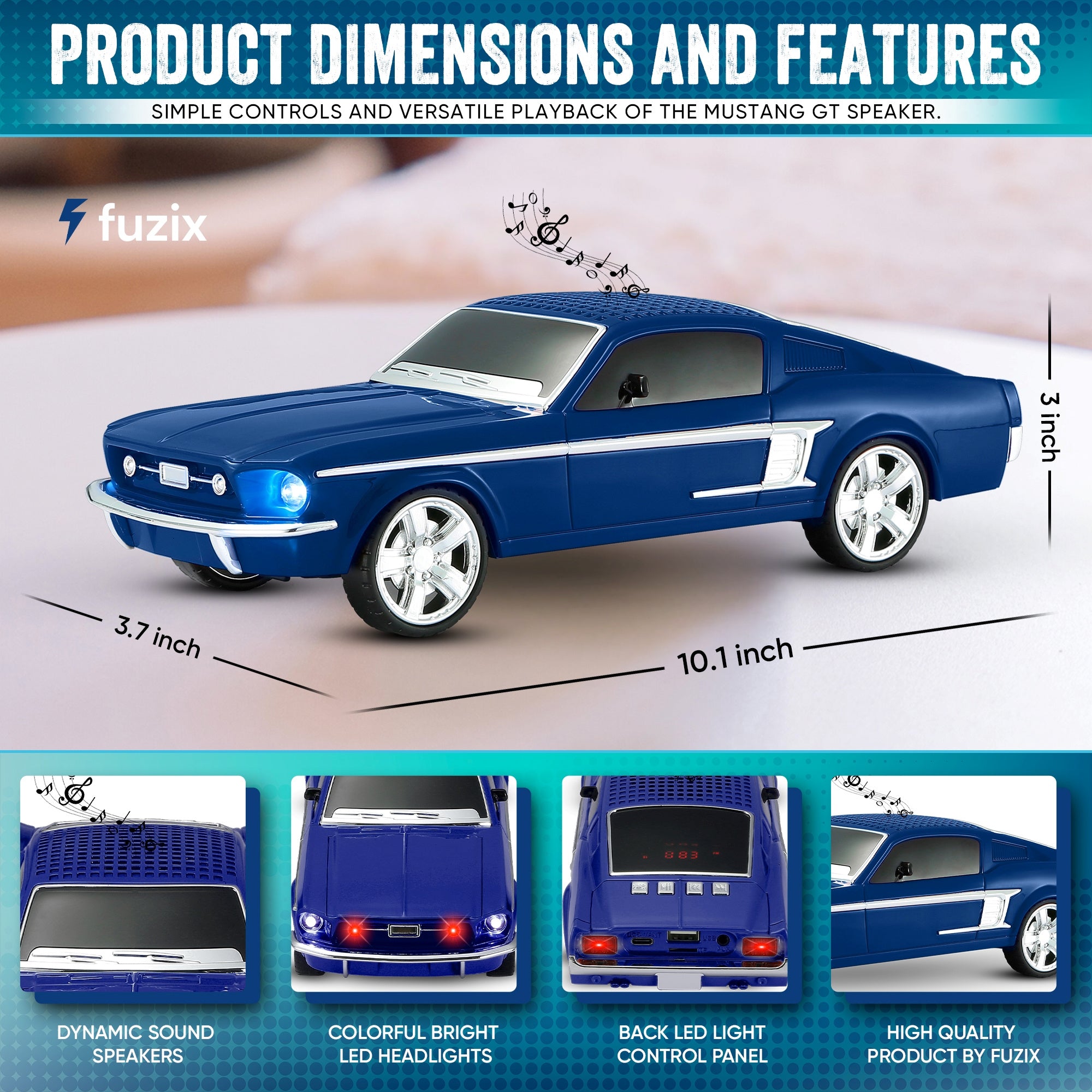 Fuzix WS-1967 Car Bluetooth Speaker – Retro Replica Design with LED Lights, Wireless Stereo Sound, FM Radio, USB/TF/AUX Input, Multiple Playback Modes, Rechargeable Battery, Clear High-Quality Audio, Perfect for Home, Travel, Parties & Festival Gifts