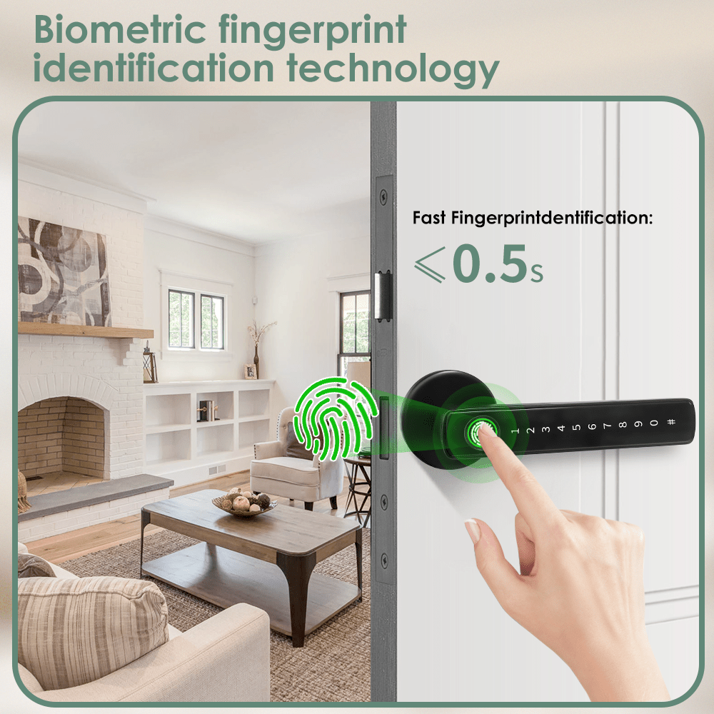 Graffiti Smart 4-in-1 Door Lock with Fingerprint/Password/Key/APP Unlock, Heavy-Duty Aluminum Alloy, Compatible for Left/Right Hand Doors, Compatible for Apartment & Hotel Doors, Door Handle Lock,