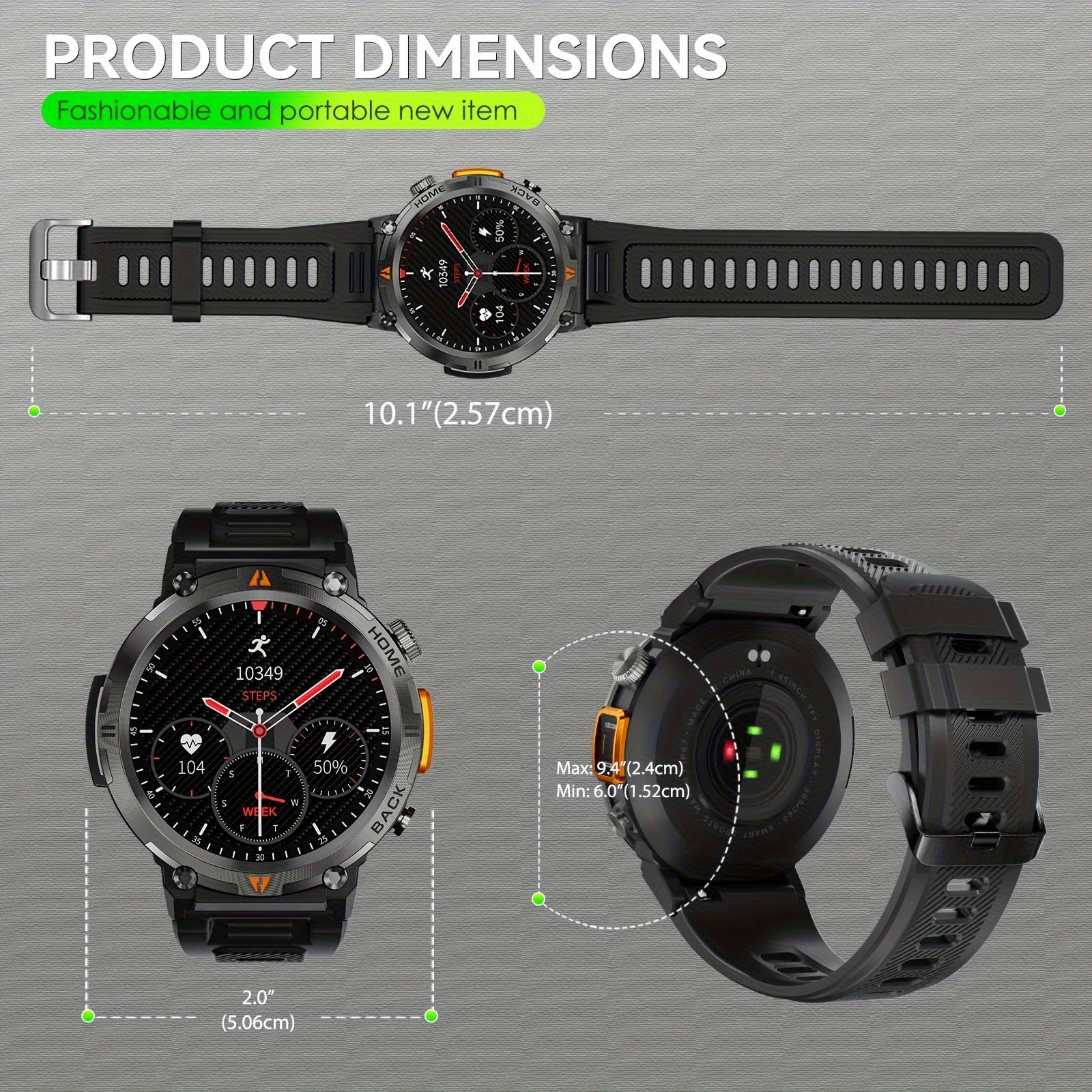 Smart Watch for Men, Wireless Answer Make Calls, Message Notification, HD Touch Smartwatch, Step Counter Sports Smart Watch, Compatible with iPhone and Android Phones