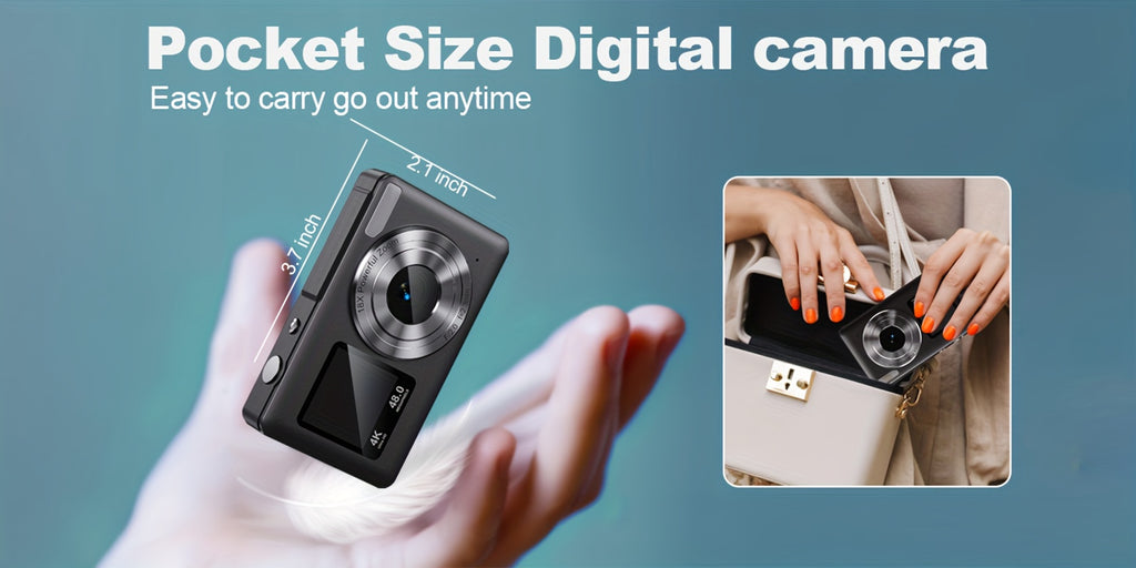 WESECUU 4K Dual Screens Digital Camera with 18X Zoom, Vlogging Camera for Photography with Anti-Shake, Portable Small Point And Shoot Digital Cameras with 64GB TF Card And 2 Rechargeable Batteries, Portable Selfie Camera for Friends And Family Gifts