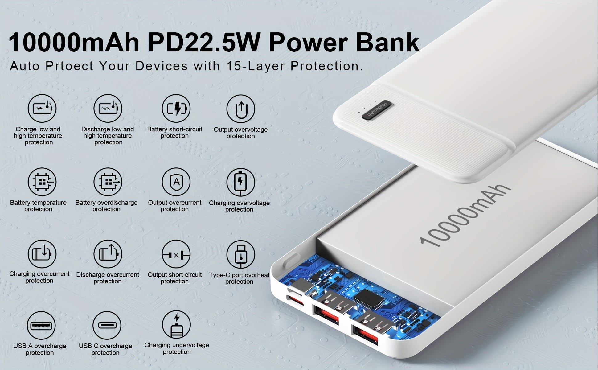 10000mAh Power Bank Battery Pack Portable Charger, Travel Essentials, PD 22.5W Super Quick Charge, Slim Deisgn & Compatible For, Smartphones, Tablets, Heated ClothesGifts For Men Women