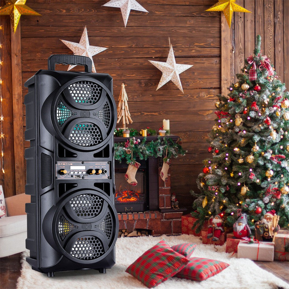 3000w Portable Wireless Bluetooth Speaker Sound System Party Dj karaoke Dual 6.5" Woofer Speaker Led Light With Microphone Rechargeable USB FM AUX TF TWS With a Pull Rod and Wheels Outdoor Speaker