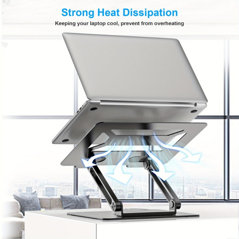 Adjustable Laptop Holder with a 360-Degree Rotating Base, Ergonomic And Foldable Design, Suitable for All Macbook Pro/Air Models And Laptops Up to 17 Inches